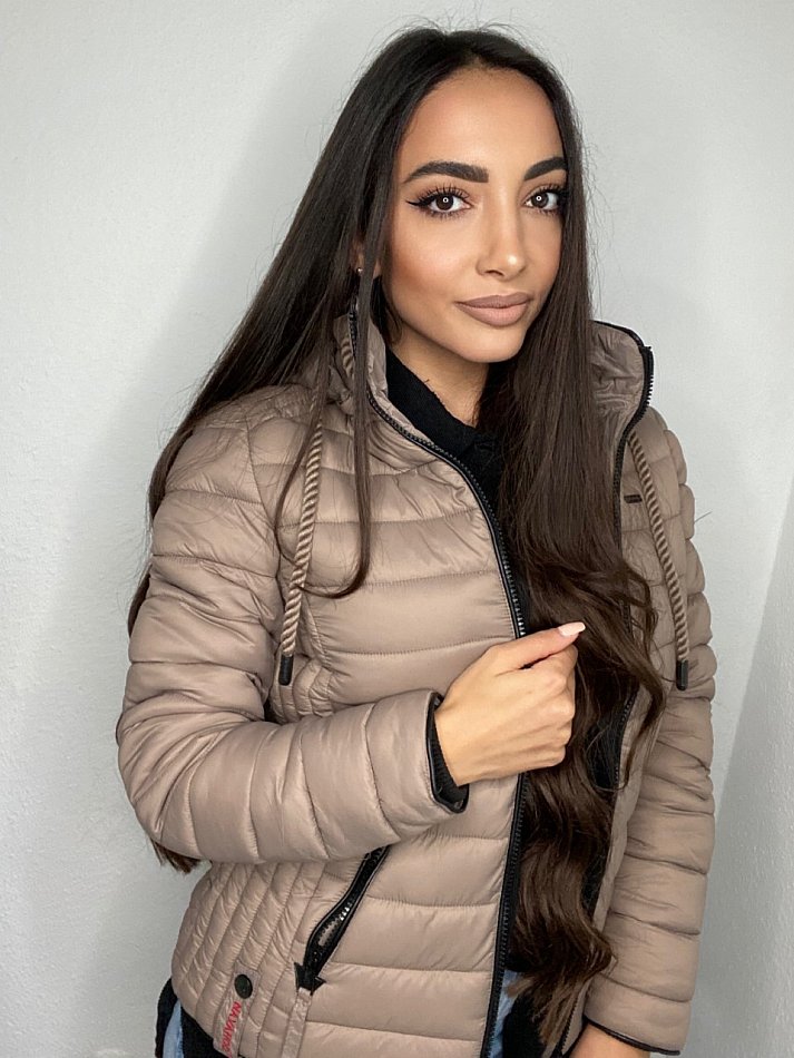 Navahoo Lulana Damen Übergangs Steppjacke mit Kapuze Taupe Gr. 36 - S