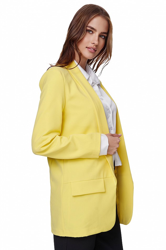 Damen Eleganter Business Blazer mit Reverskragen Gelb Gr. L  EF-8231