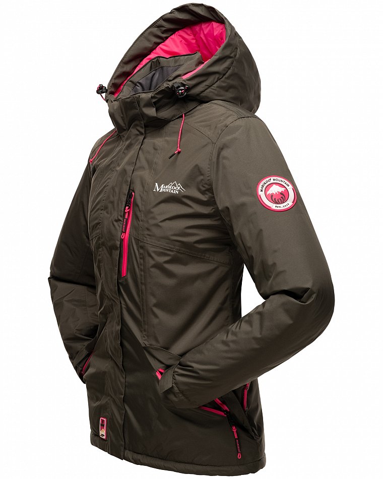 Marikoo Rabeaa Damen Jacke Kurz Winterjacke gefüttert Anthrazit Gr. 38 - M