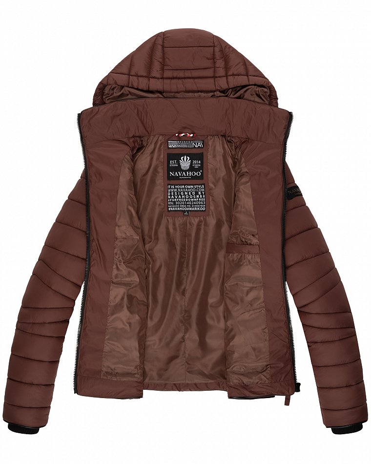 Navahoo Lulana Damen Übergangs Steppjacke mit Kapuze Schoko Gr. 40 - L