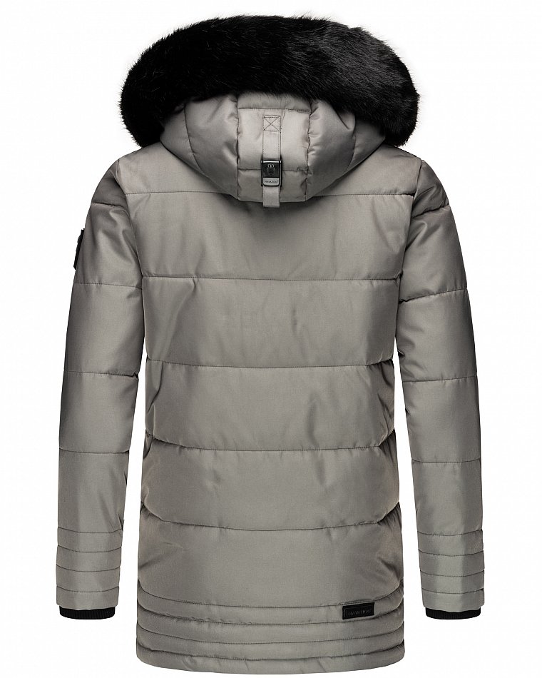 Navahoo Luaan Herren Wintermantel Parka mit Kunstfell & Kapuze Grau Gr. S