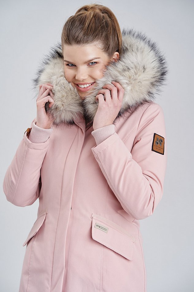 Navahoo Cristal Winterjacke Winterparka mit Kapuze & Kunstfell Rosa Gr. 40 - L