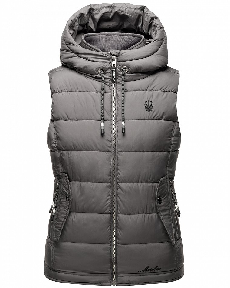 Marikoo Taisaa Damen Übergangs Weste mit Stehkragen Dunkel Grau Gr. 34 - XS 