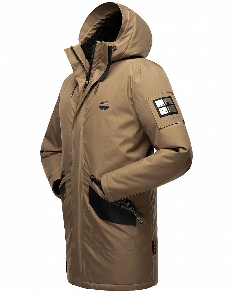 Stone Harbour Ragaan Herren Wintermantel Parka Gefüttert mit Kapuze Hell Braun Gr. 50 - L