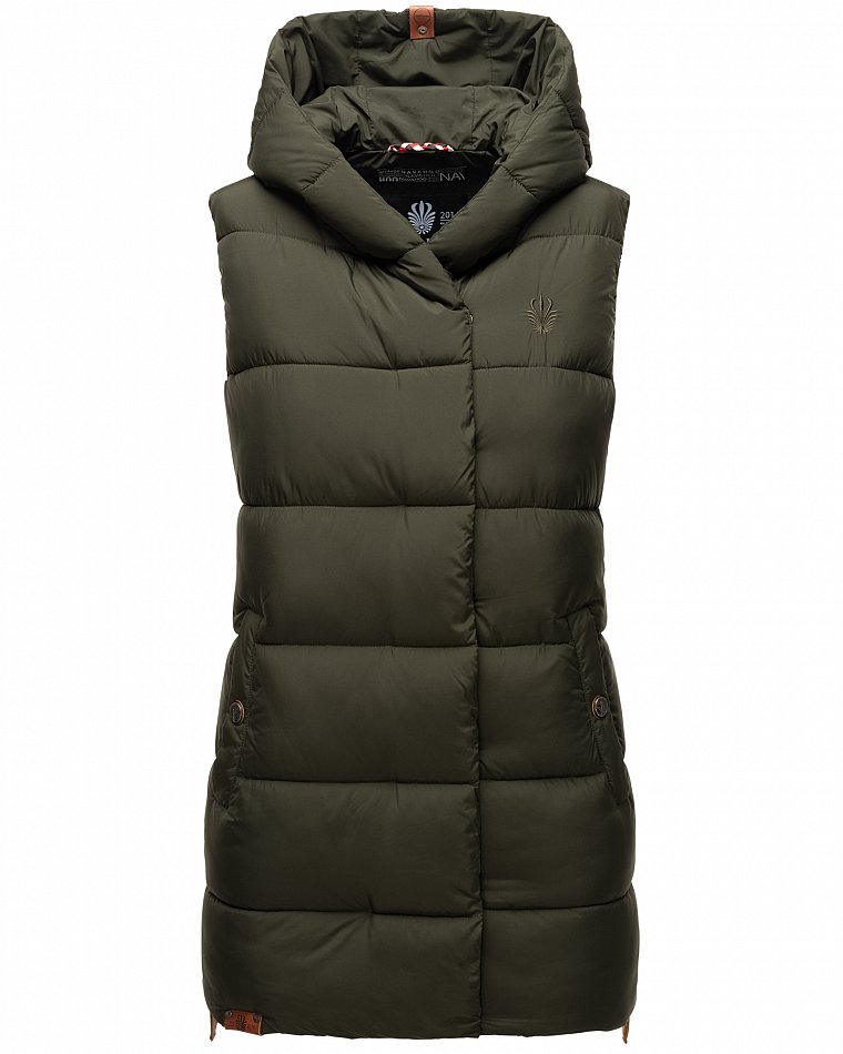 Navahoo Madilynaa Damen Winter Steppweste mit Kapuze Olive Gr. 40 - L