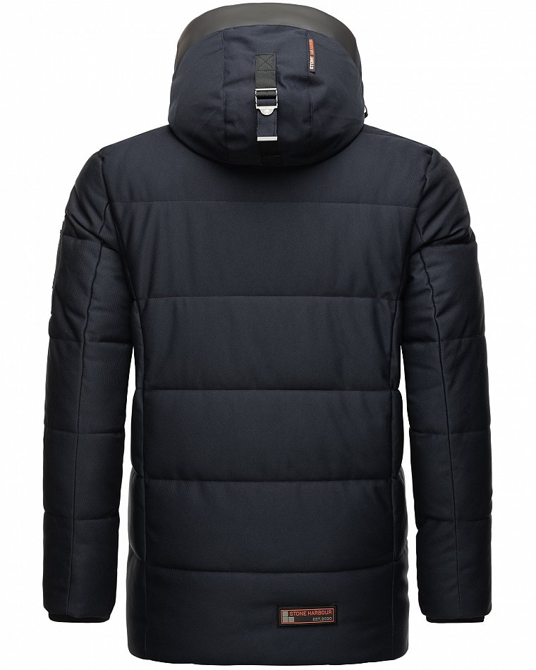 Stone Harbour Mitjaa Herren Wintermantel Parka mit Doppel Kapuze Navy Gr. 52 - XL