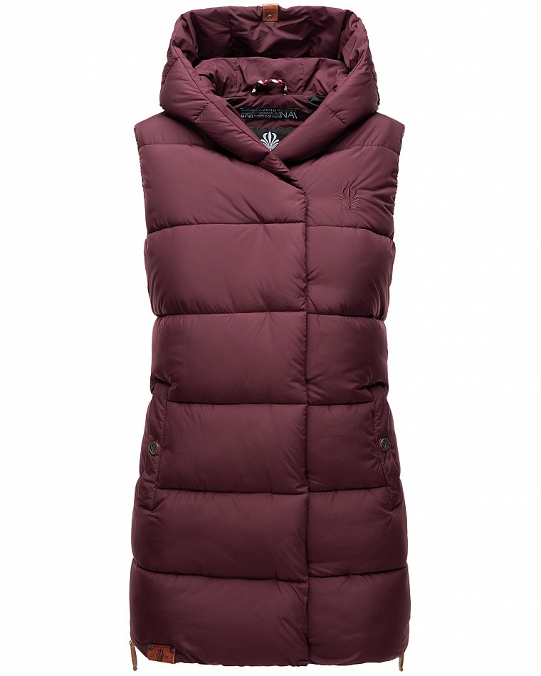 Navahoo Madilynaa Damen Winter Steppweste mit Kapuze Bordeaux Gr. 40 - L