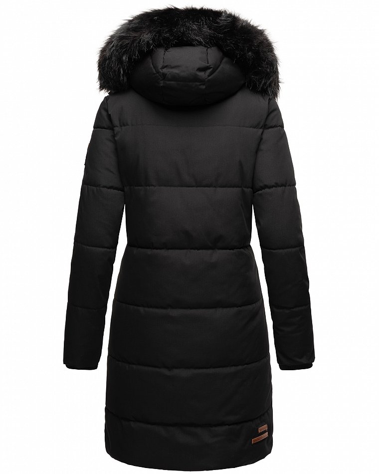 Navahoo Cosimaa Damen Wintermantel mit Teddyfell Gefüttert inkl. Regenschirm Schwarz Gr. 42 - XL