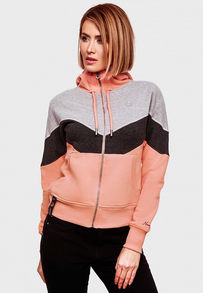 Navahoo Honigperle Blocking Color Sweatjacke Hoodie Apricot Gr. 38 - M