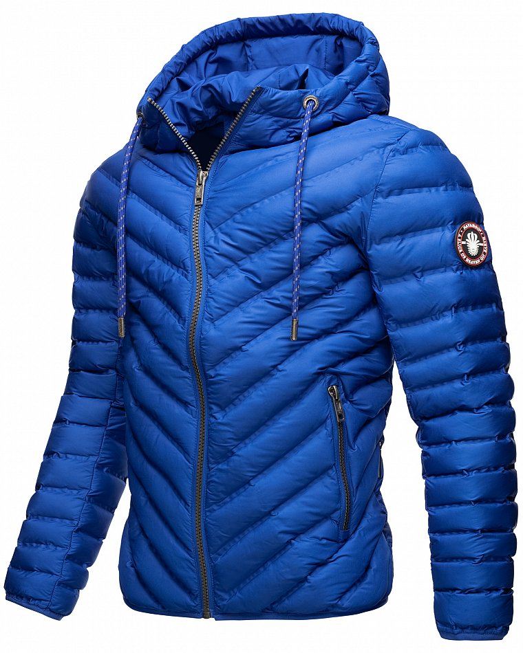 Navahoo Fey-Tun Herren Leichte Steppjacke mit Kapuze Blue Jean Gr. L