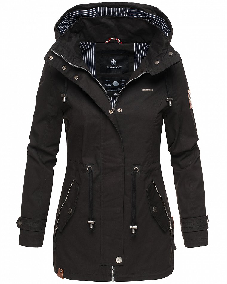Navahoo Nyokoo Damen Übergangsjacke mit Kapuze Schwarz Gr. 38 - M