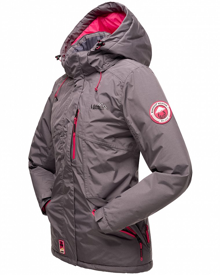 Marikoo Rabeaa Damen Jacke Kurz Winterjacke gefüttert Grau Gr. 36 - S