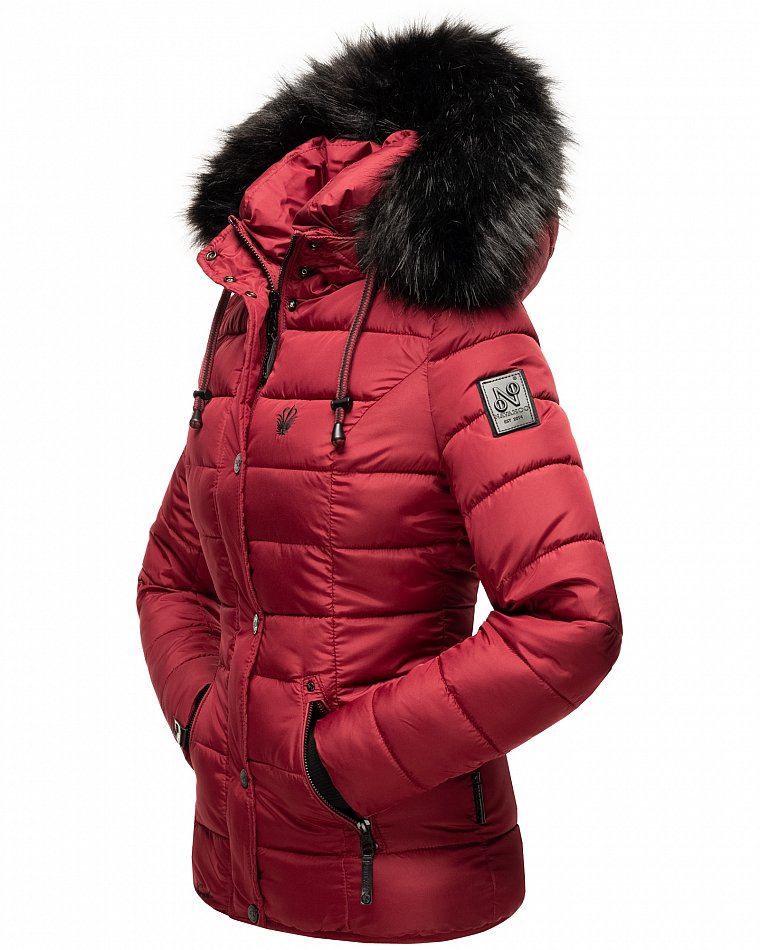 Navahoo Zuckerbiene Damen gefütterte Winter Steppjacke mit Kapuze Bordeaux Gr. 42 - XL