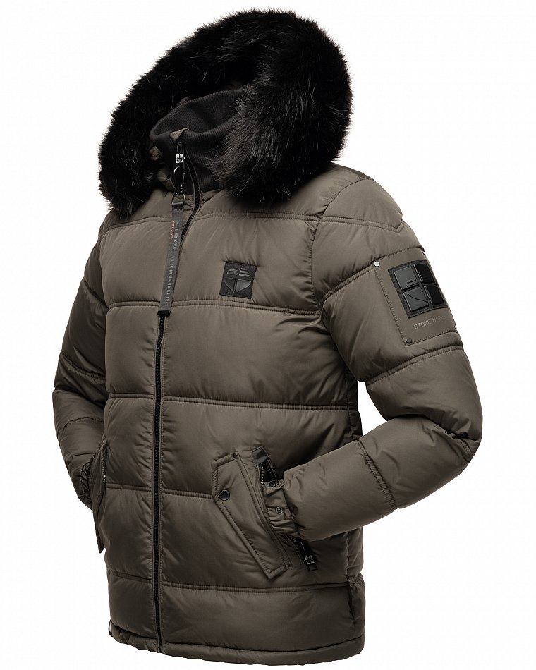 Stone Harbour Zarlaan Herren Parka Winterjacke mit Kapuze & Kunstfell Anthrazit Gr. 48 - M