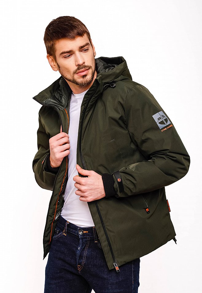 Stone Harbour Moagaa Herren wasserdichte Winterjacke Outdoorjacke mit Kapuze Olive Gr. 50 - L