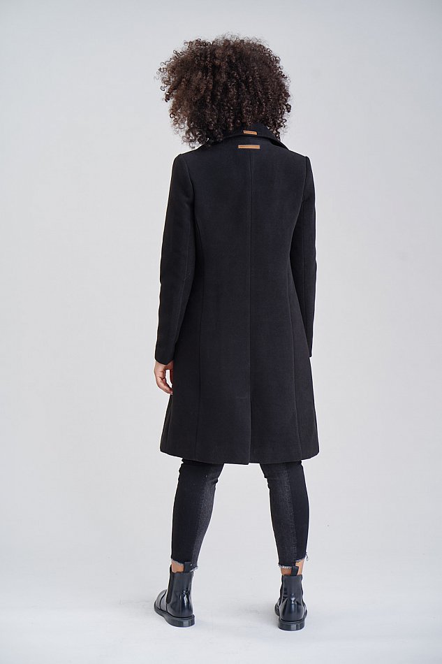 Marikoo Nanakoo Damen eleganter Wintermantel Trenchcoat Schwarz Gr. 34 - XS
