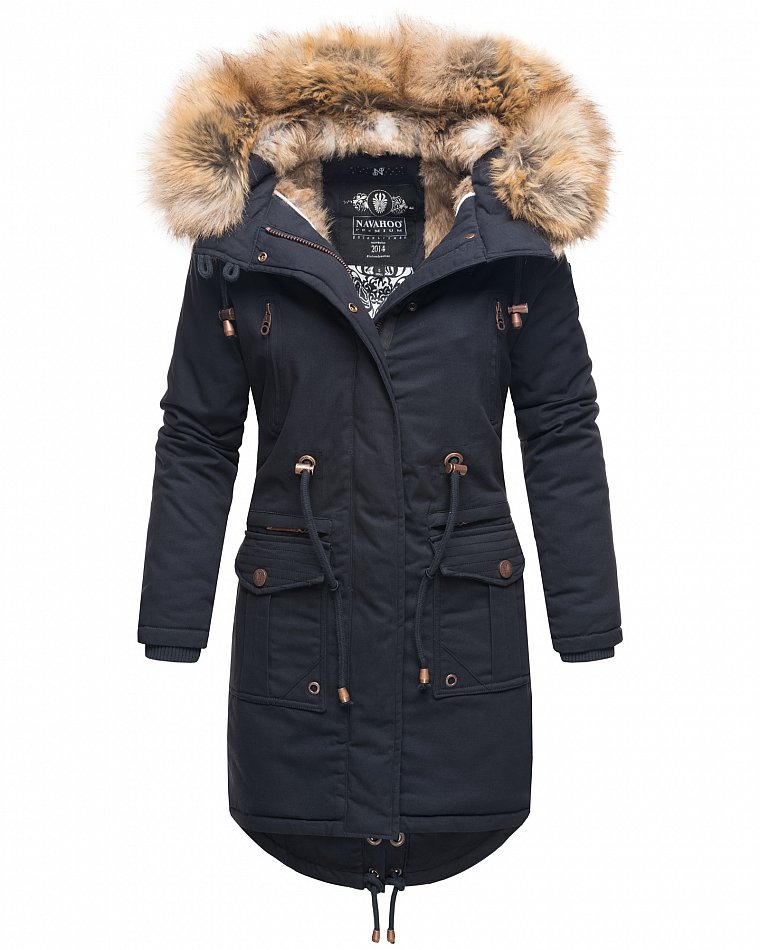 Navahoo Rosinchen Damen Winterjacke Parka Gefüttert Navy Gr. 38 - M