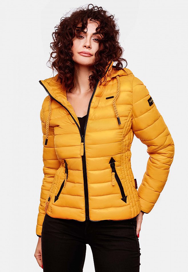 Navahoo Lulana Damen Übergangs Steppjacke mit Kapuze Gelb Gr. 34 - XS