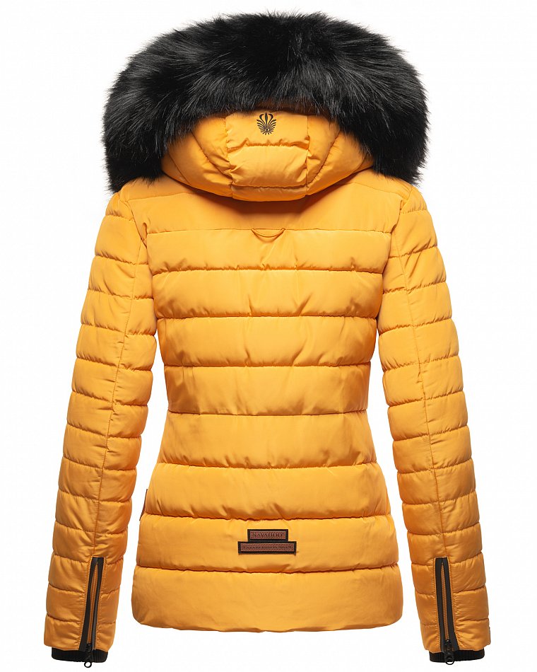 Navahoo Wisteriaa Damen Winter Steppjacke mit Kunstfell Gelb Gr. 38 - M