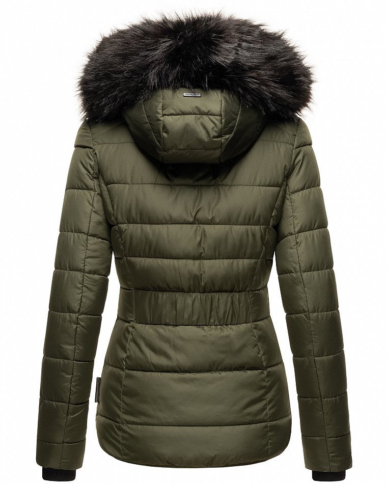 Navahoo Zuckerbiene Damen gefütterte Winter Steppjacke mit Kapuze Olive Gr. 36 - S