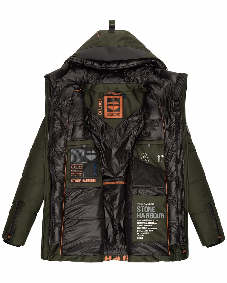 Stone Harbour Mitjaa Herren Wintermantel Parka mit Doppel Kapuze Olive Gr. 50 - L