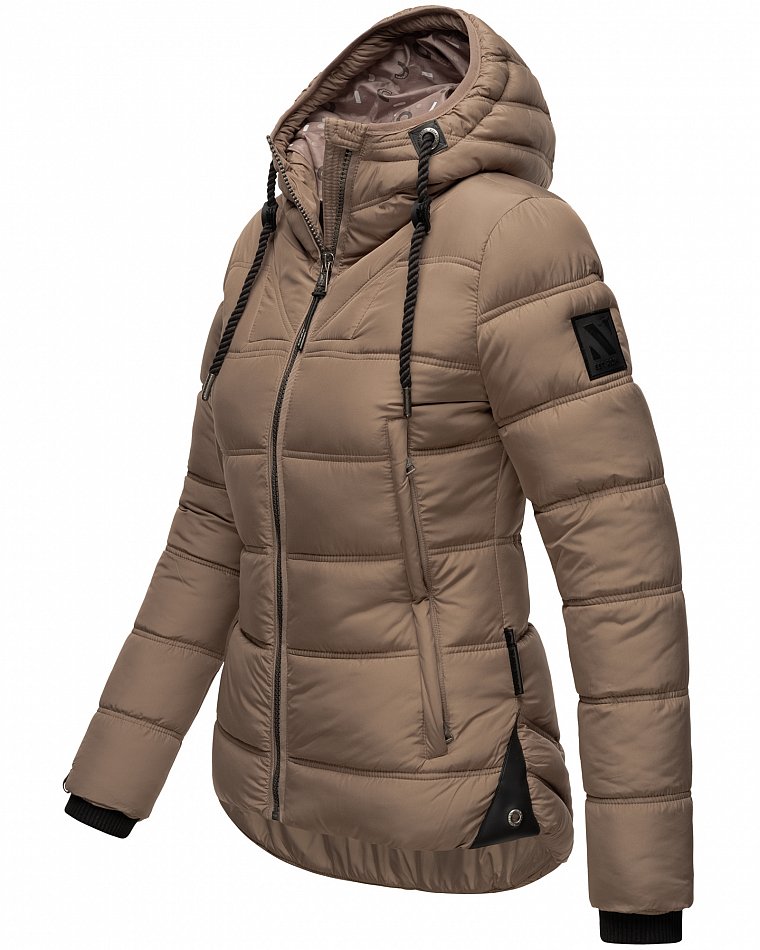 Navahoo Renesmee Winterjacke Stepp Jacke mit Kapuze Taupe Gr. 44 - XXL