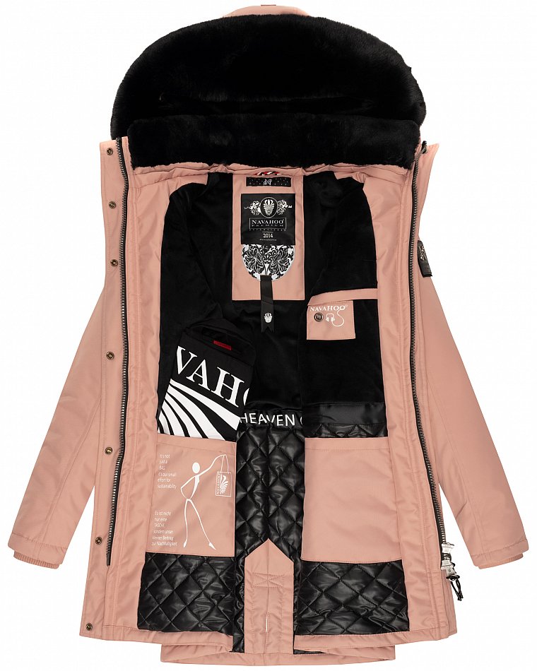 Navahoo Winterparka Wintermantel mit Kapuze & Kunstfell Tiniis Rosa Gr. 36 - S