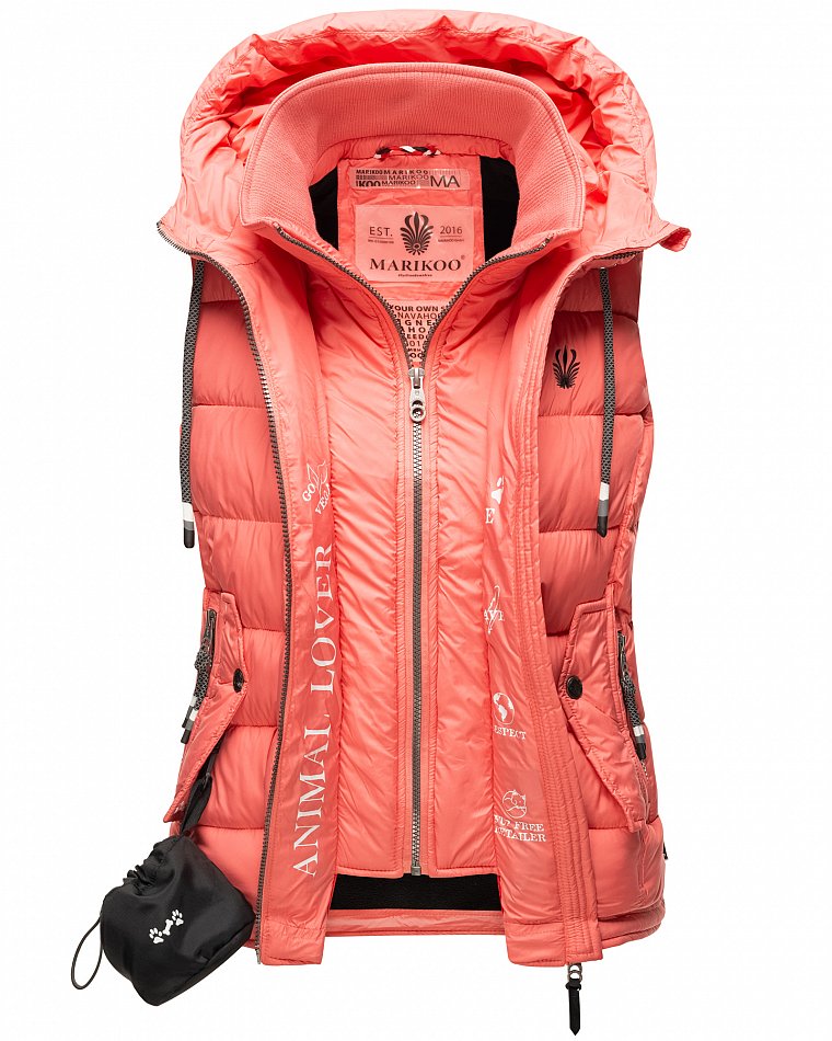 Marikoo Taisaa Damen Übergangs Weste mit Stehkragen Coral Gr. 38 - M 