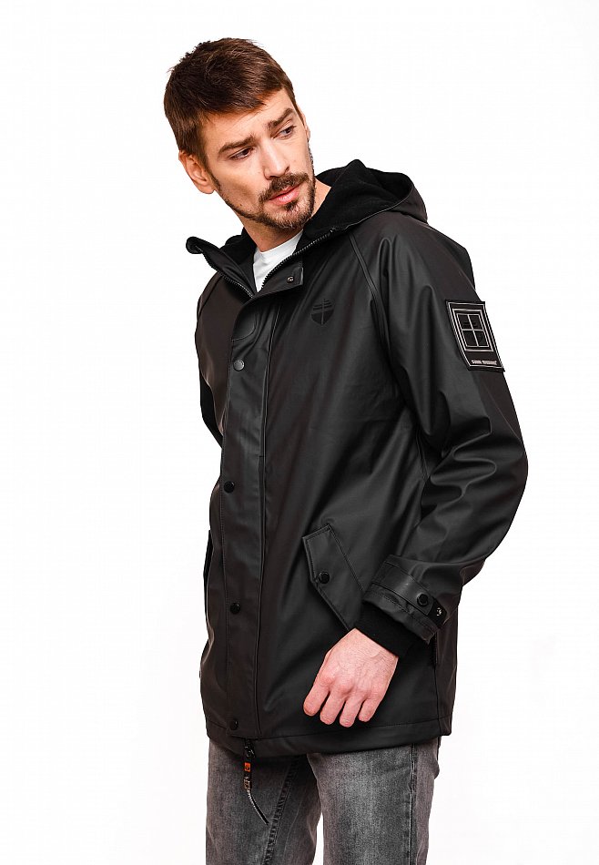 Stone Harbour Rihaa Herren wasserdichter Regen Parka mit Fleece gefüttert Schwarz Gr. 50 - L