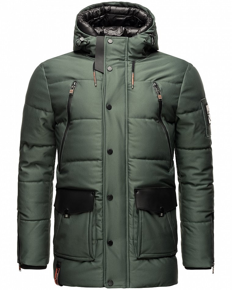 Stone Harbour Mitjaa Herren Wintermantel Parka mit Doppel Kapuze Stone Green Gr. 46 - S