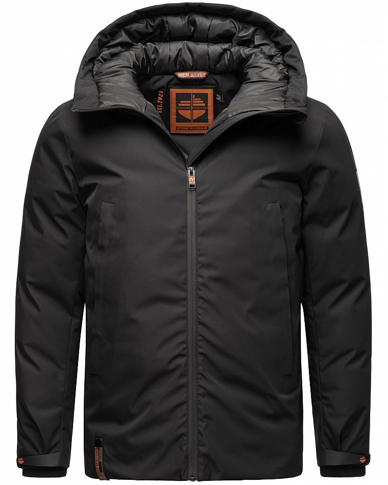 Stone Harbour Moagaa Herren wasserdichte Winterjacke Outdoorjacke mit Kapuze Schwarz Gr. 46 - S