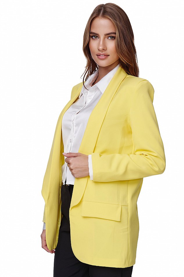 Damen Eleganter Business Blazer mit Reverskragen Gelb Gr. L  EF-8231