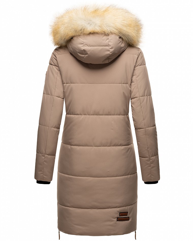 Navahoo Halina Damen Winter Steppmantel Parka mit Kunstfell Taupe Gr. 42 - XL