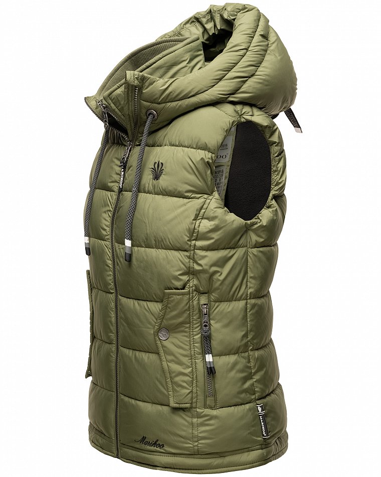 Marikoo Taisaa Damen Übergangs Weste mit Stehkragen Olive Gr. 40 - L 