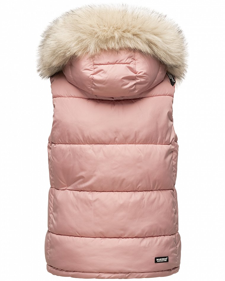 Marikoo Eisflöckchen Damen Winter Steppweste mit Kunstfell Powder Rose Gr. 40 - L