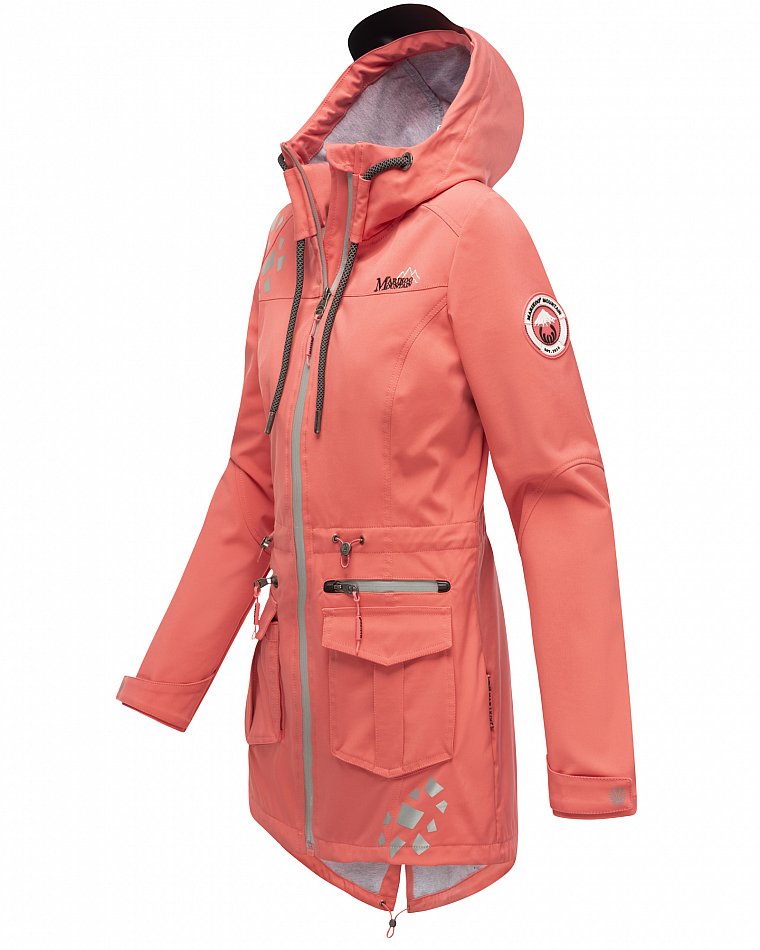 Marikoo Wasserfeste Damen Softshell Übergangsjacke mit Kapuze und Reflektoren Ulissaa Rose Coral Gr. 40 - L