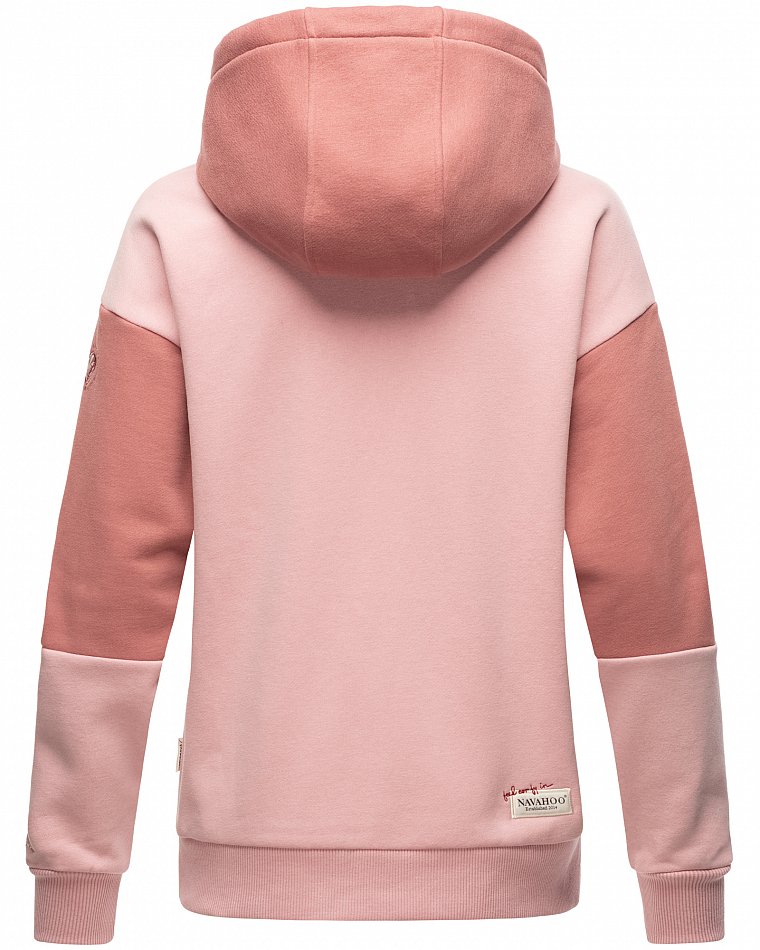 Navahoo Babykätzchen Damen Colorblock Kapuzenpullover Hoodie Powder Rose Gr. 40 - L