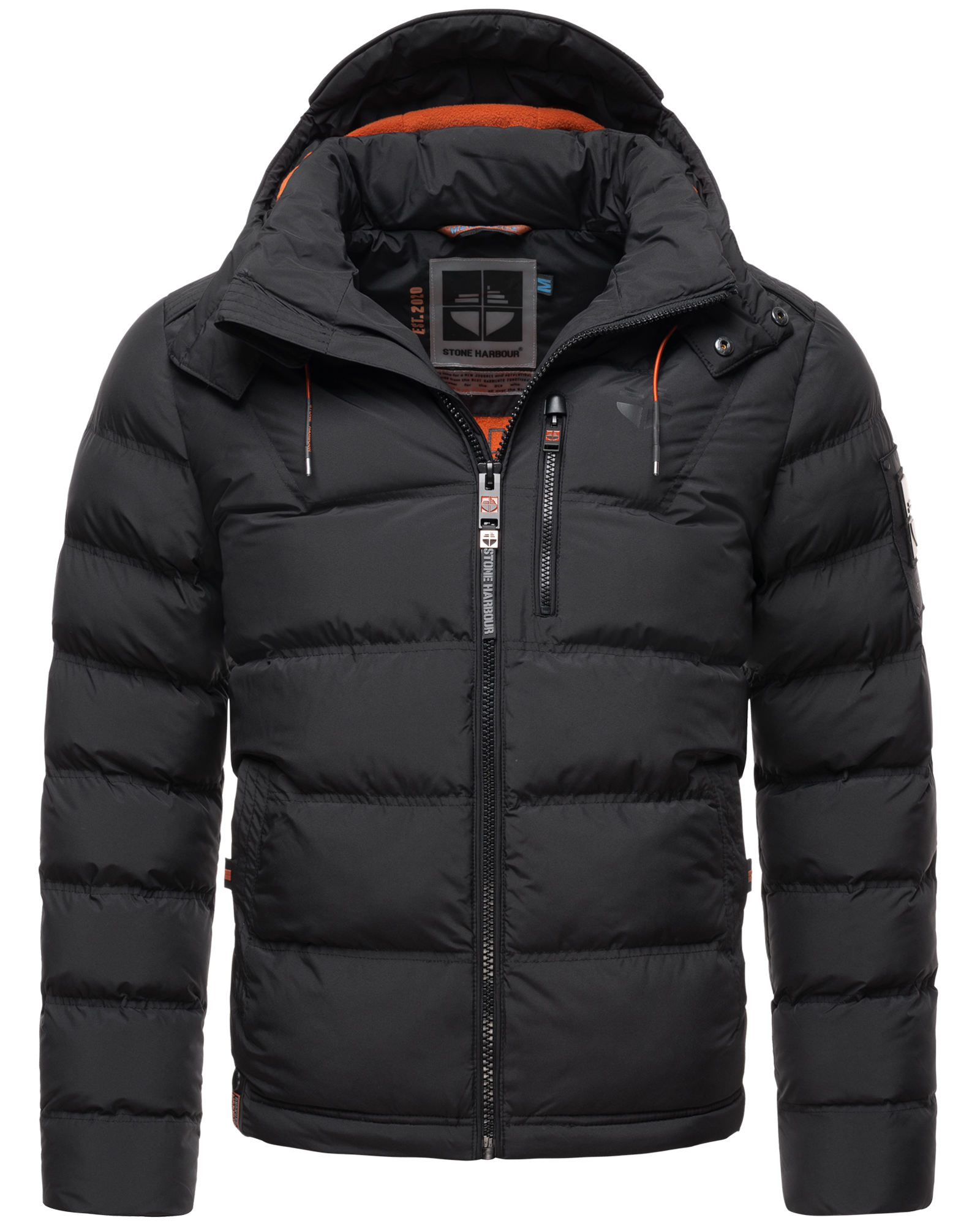 Stone Harbour Arvidoo Stilvolle Herren Steppjacke mit Kapuze Schwarz Gr. 48 - M