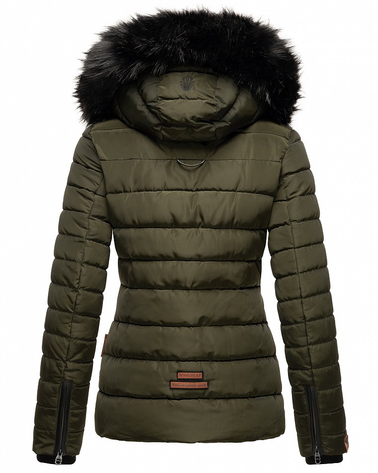 Navahoo Wisteriaa Damen Winter Steppjacke mit Kunstfell Olive Gr. 38 - M