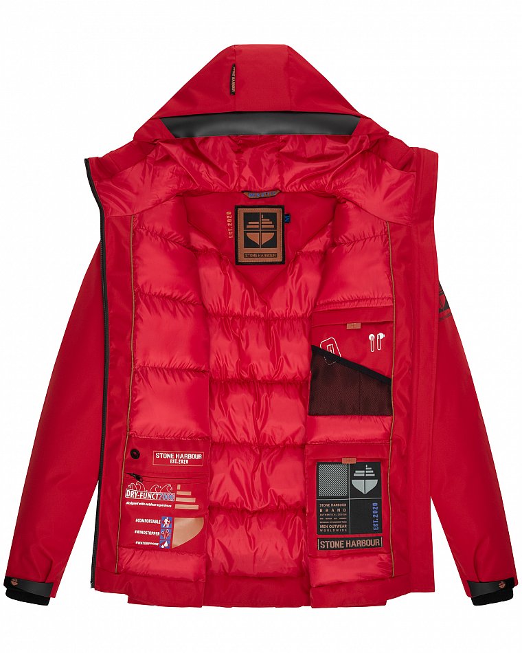 Stone Harbour Moagaa Herren wasserdichte Winterjacke Outdoorjacke mit Kapuze Chili Red Gr. 50 - L