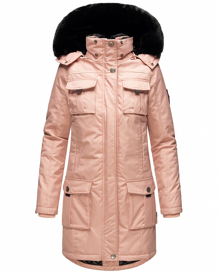 Navahoo Winterparka Wintermantel mit Kapuze & Kunstfell Tiniis Rosa Gr. 36 - S