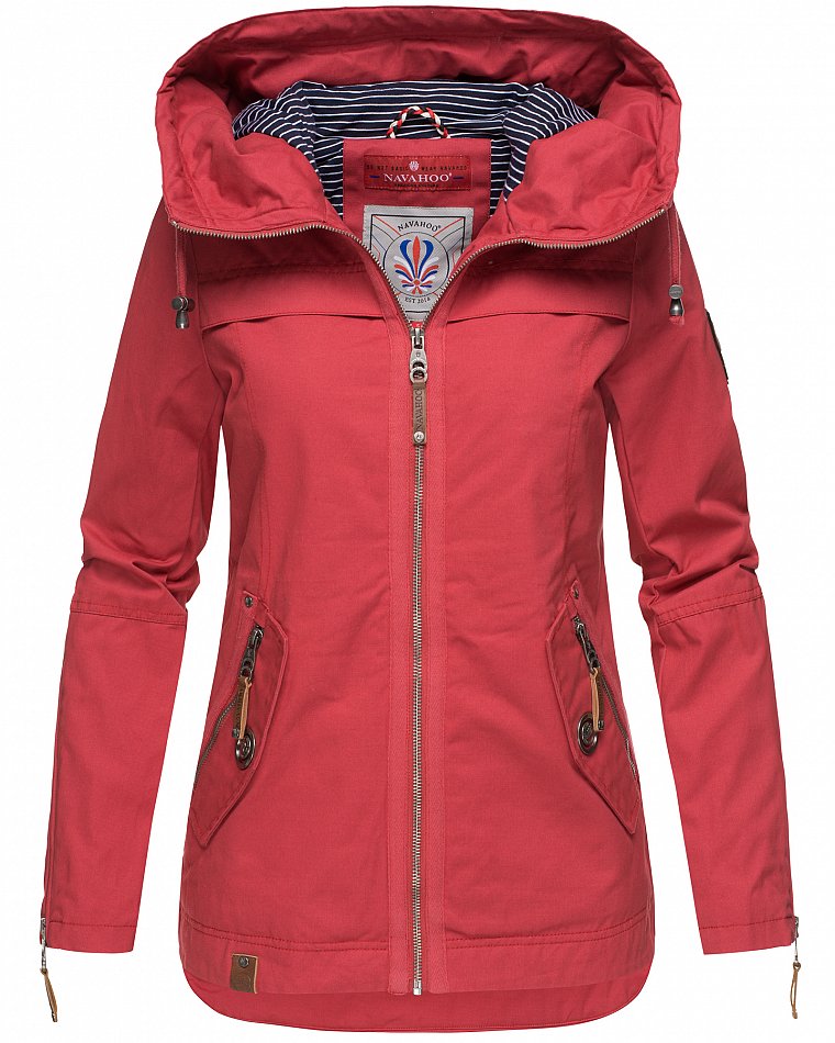 Navahoo Wekoo Damen Übergangsjacke mit Kapuze Rot Gr. 34 - XS