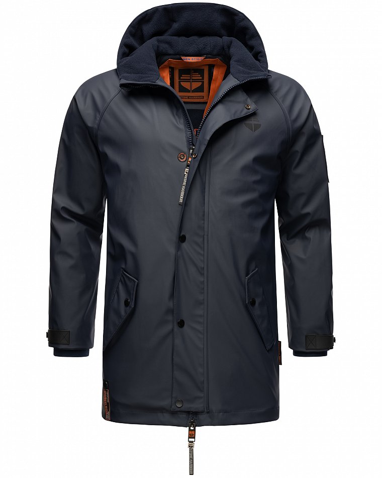 Stone Harbour Rihaa Herren wasserdichter Regen Parka mit Fleece gefüttert Navy Gr. 46 - S