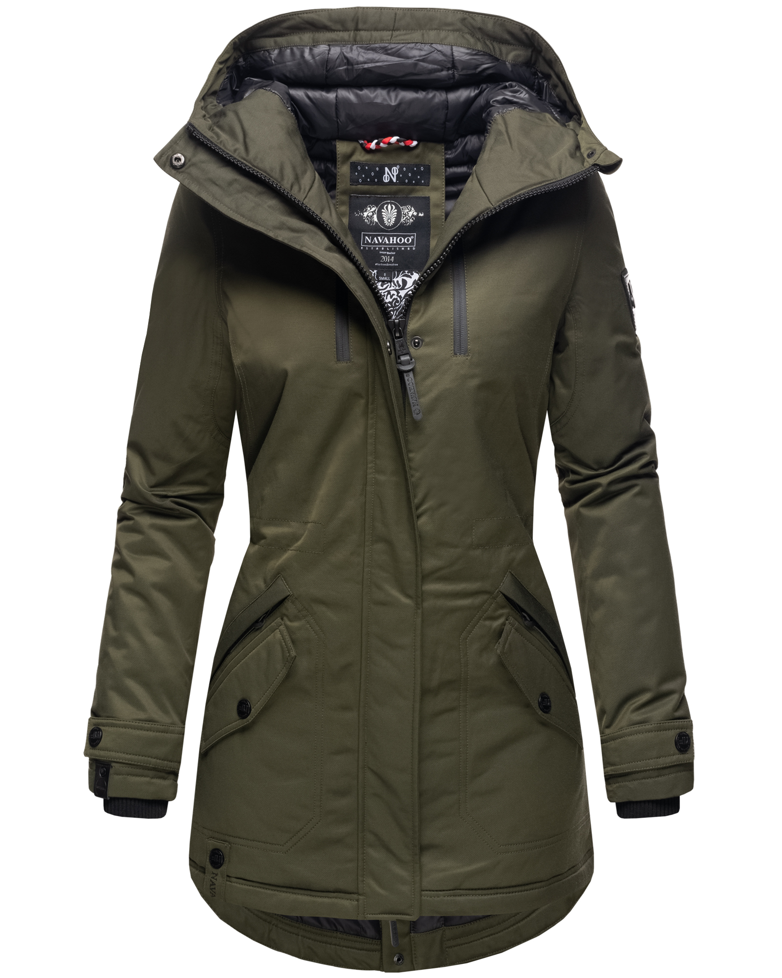 Navahoo Avrille Sportliche Damen Winterjacke mit Kapuze Olive Gr. 40 - L