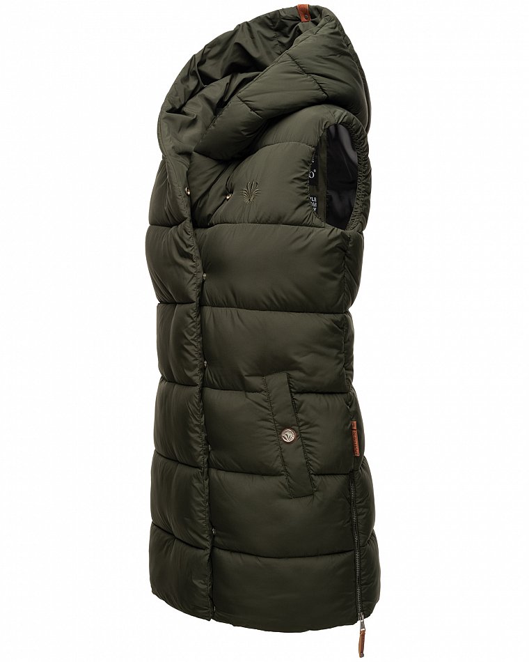 Navahoo Madilynaa Damen Winter Steppweste mit Kapuze Olive Gr. 36 - S