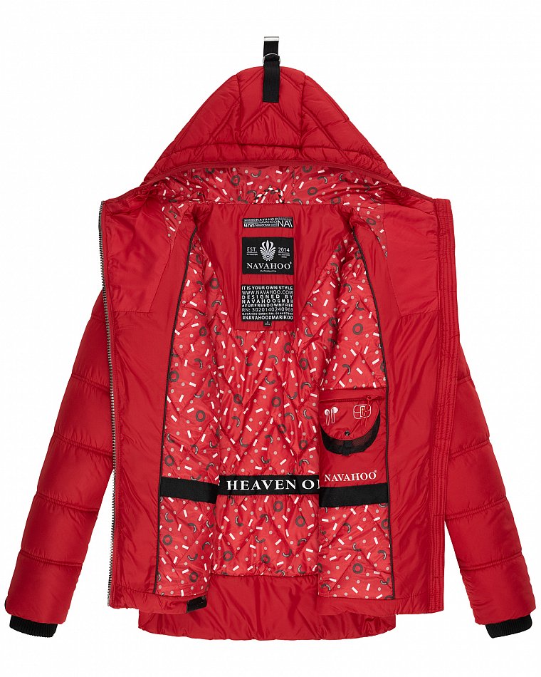 Navahoo Renesmee Winterjacke Stepp Jacke mit Kapuze Rot Gr. 38 - M