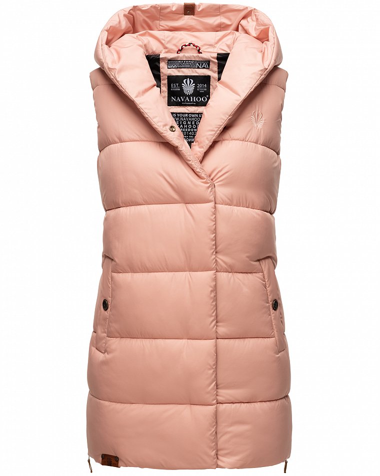 Navahoo Madilynaa Damen Winter Steppweste mit Kapuze Rosa Gr. 38 - M