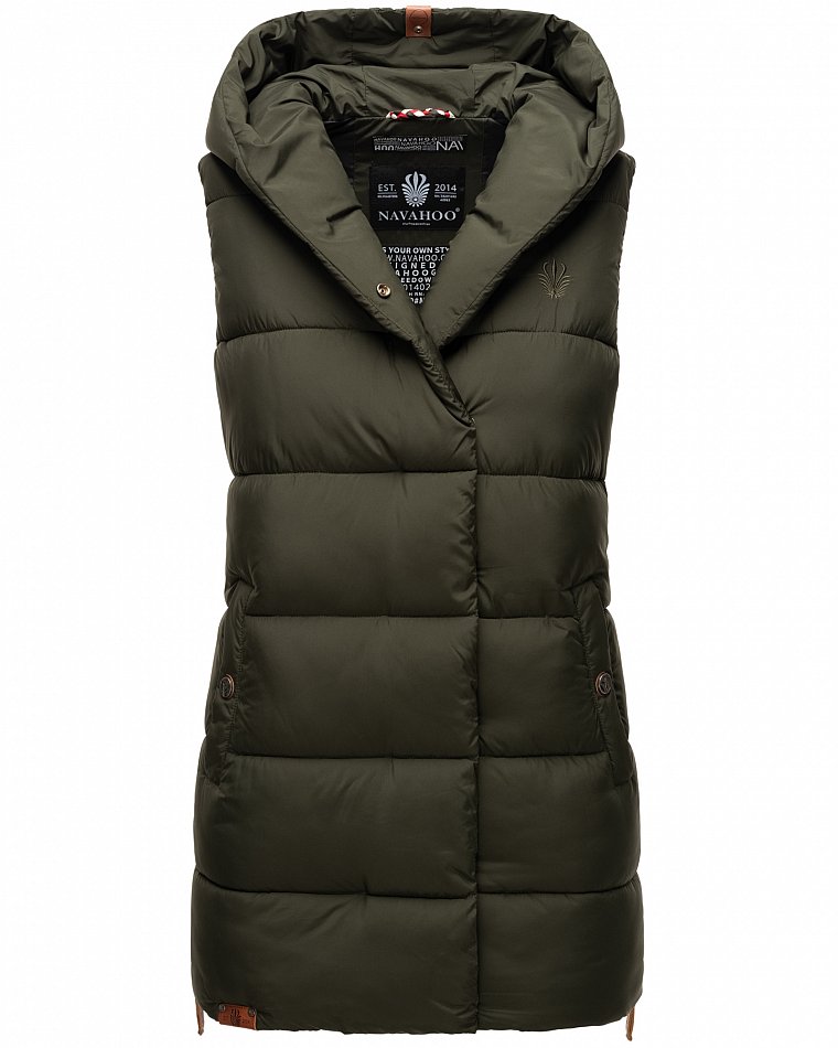 Navahoo Madilynaa Damen Winter Steppweste mit Kapuze Olive Gr. 40 - L