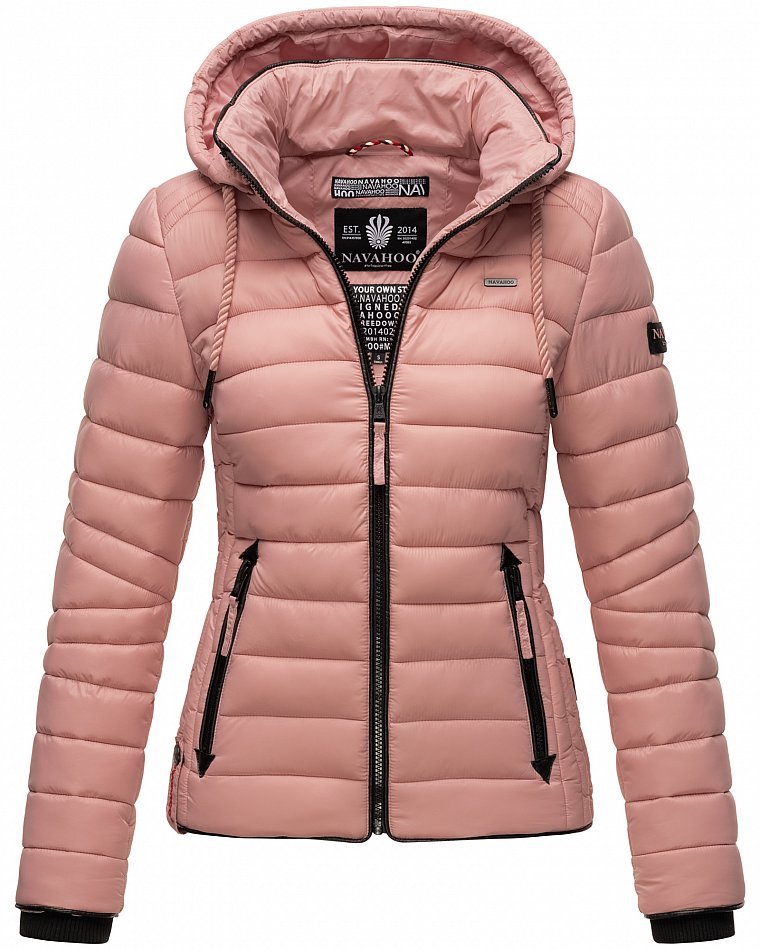 Navahoo Lulana Damen Übergangs Steppjacke mit Kapuze Powder Rose Gr. 40 - L