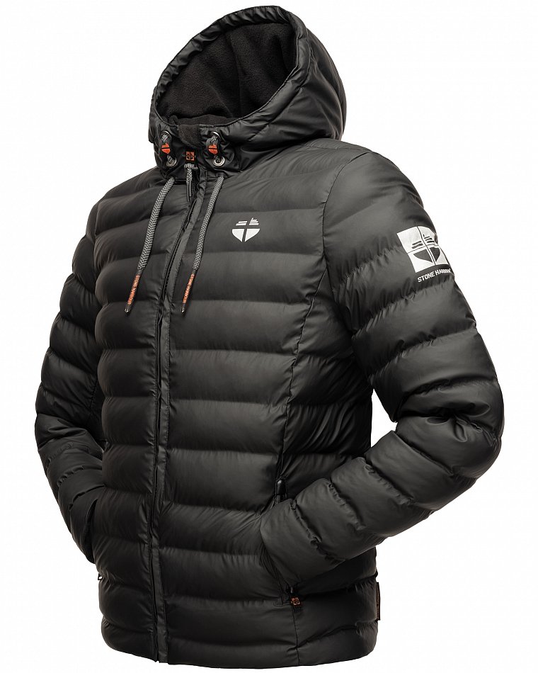 Stone Harbour Herren Winter Regen Steppjacke Zaharoo mit Kapuze Schwarz Gr. 50 - L